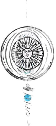 Decorazione per Giardino a 360 Gradi Rotante - Ornamento Sospeso in Acciaio Inossidabile - Disegno a Laser di un Sole