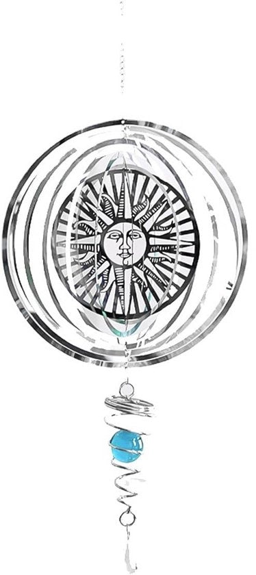 Decorazione per Giardino a 360 Gradi Rotante - Ornamento Sospeso in Acciaio Inossidabile - Disegno a Laser di un Sole