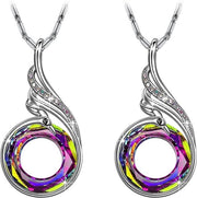 Collier colorato - Pendente pavone e cristalli farfalla - Regalo ideale per ragazze - 45 cm.