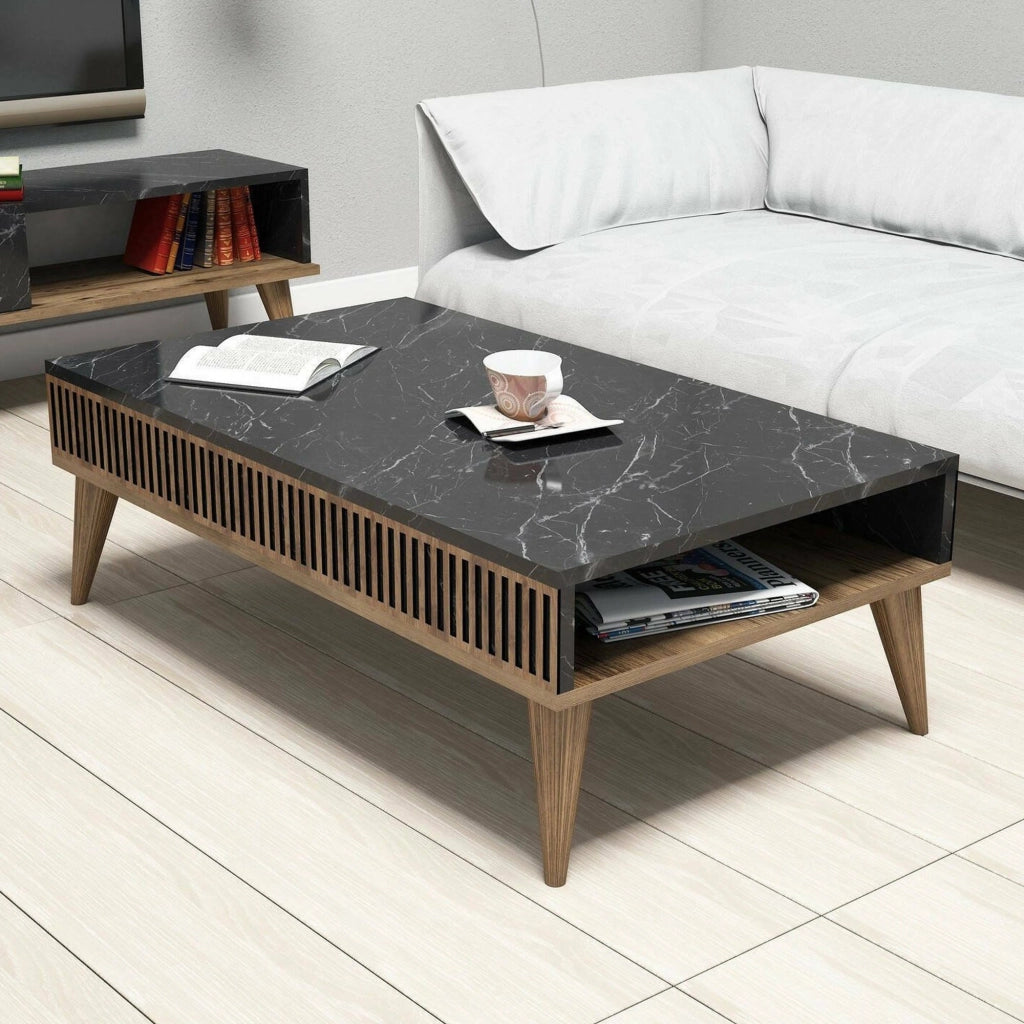Canazei, Tavolino da Salotto un Vano, 60x105x34.6h cm Marrone Noce