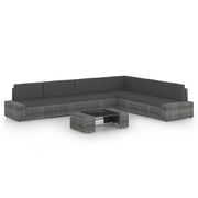 Set Divani da Giardino 7 pz con Cuscini in Polyrattan Grigio cod mxl 36120