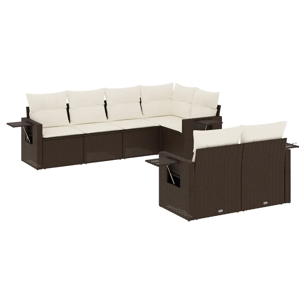 Set Divani da Giardino 7 pz con Cuscini Marrone in Polyrattancod mxl 90274