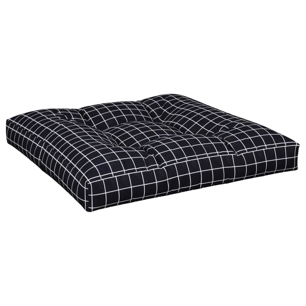 Cuscini per Pallet 2 pz Neri Motivo a Quadri Tessuto 360727