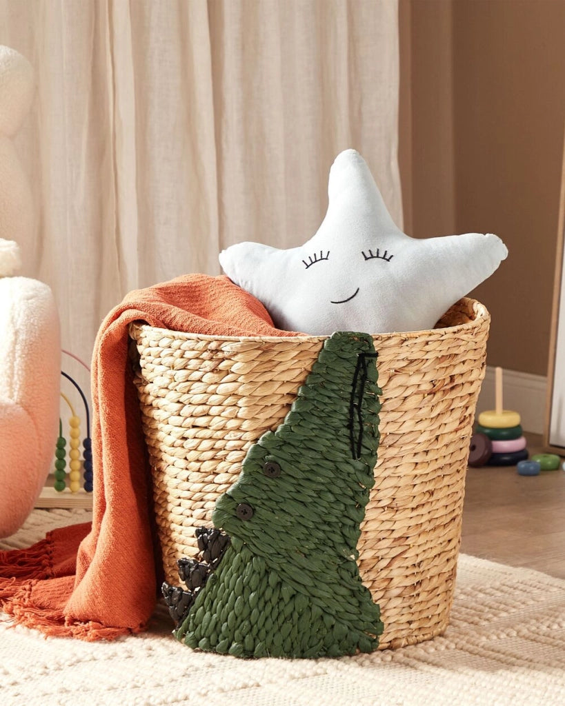 Cesto di vimini a forma di coccodrillo in giacinto d'acqua naturale Cesto per giocattoli intrecciato Accessorio per la camera del bambino