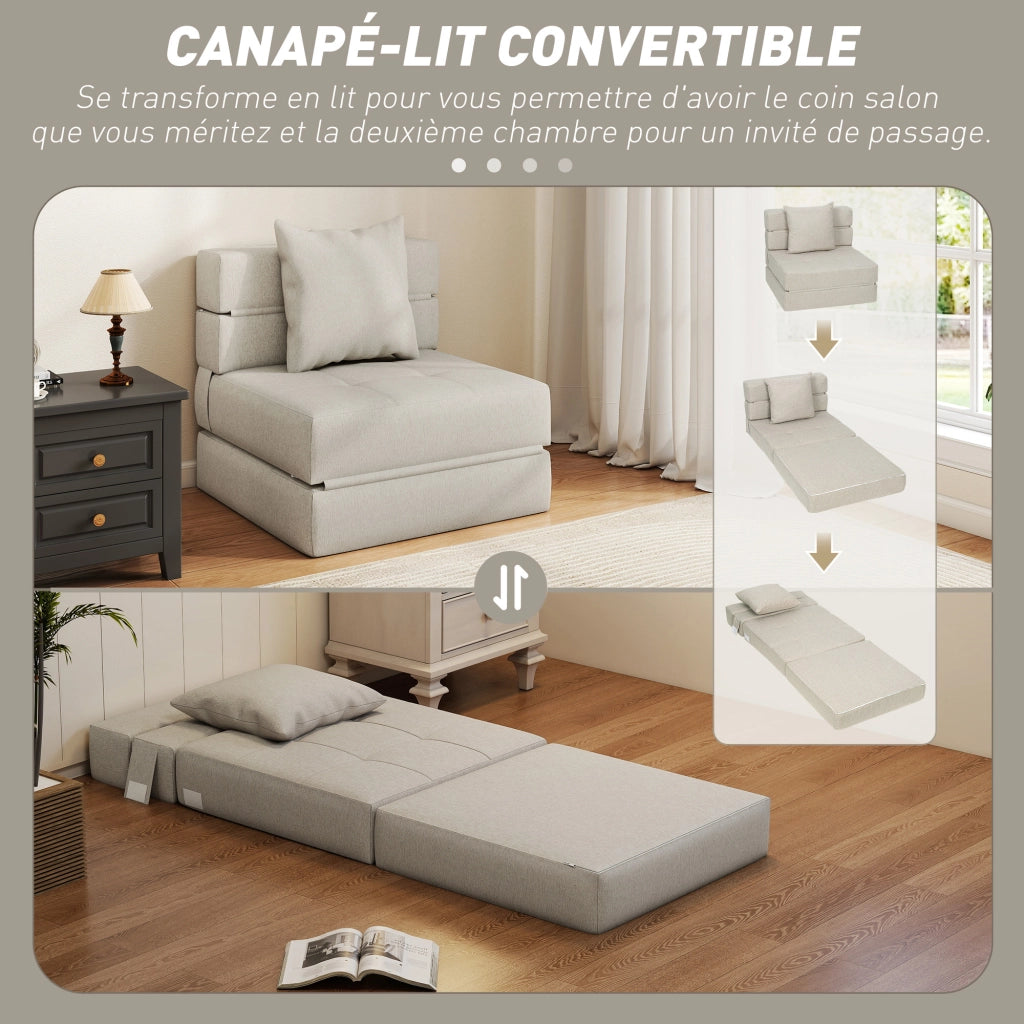 Poltrona letto convertibile ¨C Zephmum ¨C Tessuto beige