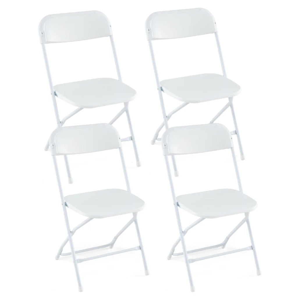 Set di 4 sedie pieghevoli per interni ed esterni 48 x 45 x 82 cm comode e robuste design contemporaneo in metallo bianco 20_0012594