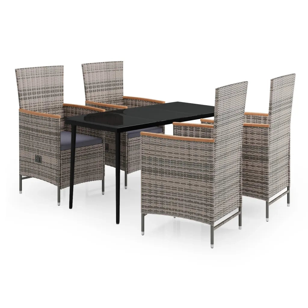 Set da Pranzo da Giardino 5 pz con Cuscini Grigio 3099451