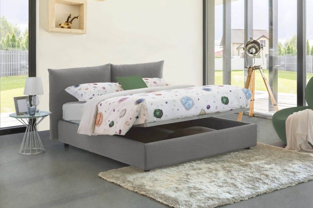 Letto Matrimoniale Arcole, Letto Matrimoniale Materasso Incluso Made in Italy, Grigio