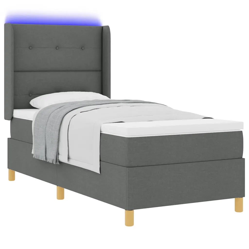 Letto a molle con strisce LED Grigio 100 x 200 cm Tessuto 3343680