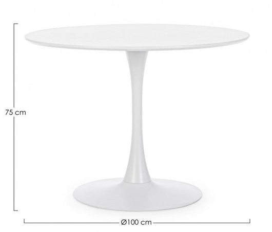 Tavolo Ø100x75h cm Bloom Bianco Opaco