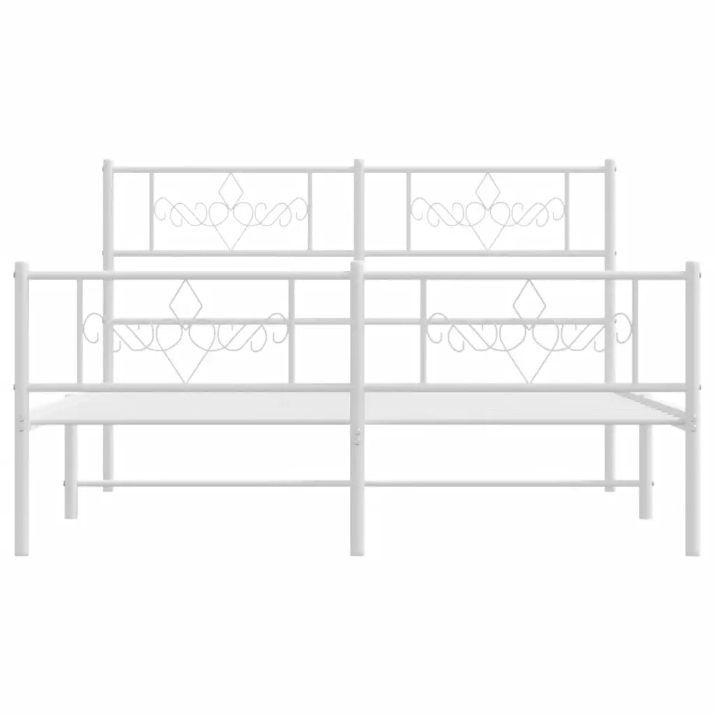 Giroletto con Testiera e Pediera Metallo Bianco 120x200 cm 355332