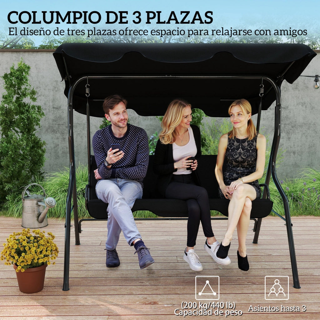 Altalena da Giardino con Tettoia ¨C zephmum ¨C Nero Acciaio 170x110x153 cm