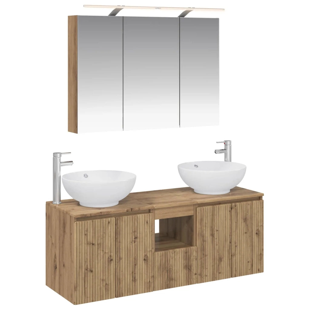 Set di Armadi da Bagno 4 pz Rovere Artigianale