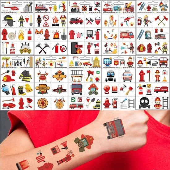 Set di stampe per bambini - stampe per bambini con attrezzo per decorare auto e laptop - stampe per auto per bambini e decorazione per vigile del fuoco
