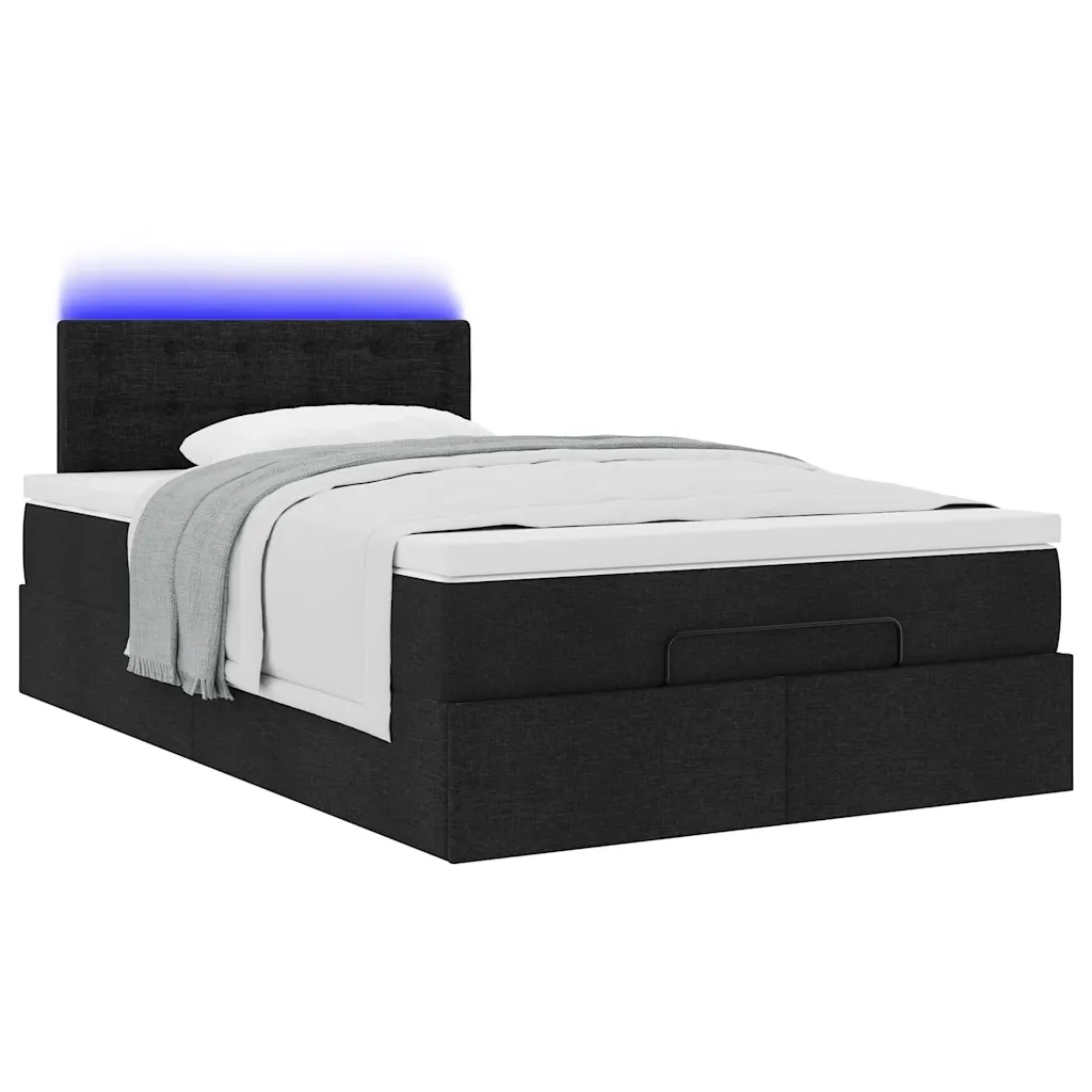 Pouf Letto con Materasso e LED Nero 120x190 cm in Tessuto 3312459