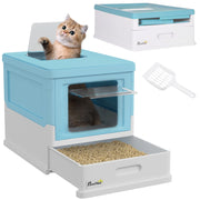 Lettiera per Gatti Chiusa ¨C Zephmum ¨C Azzurro 47.5x35.5x36.7cm con Vassoio