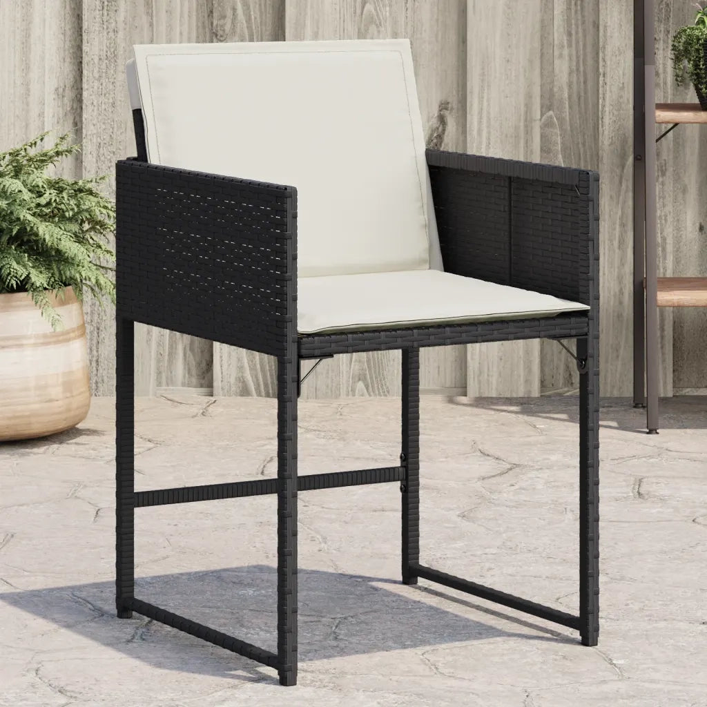 Sedie da Giardino con Cuscini 4 pz | Sedie da Esterno Nere in Polyrattan