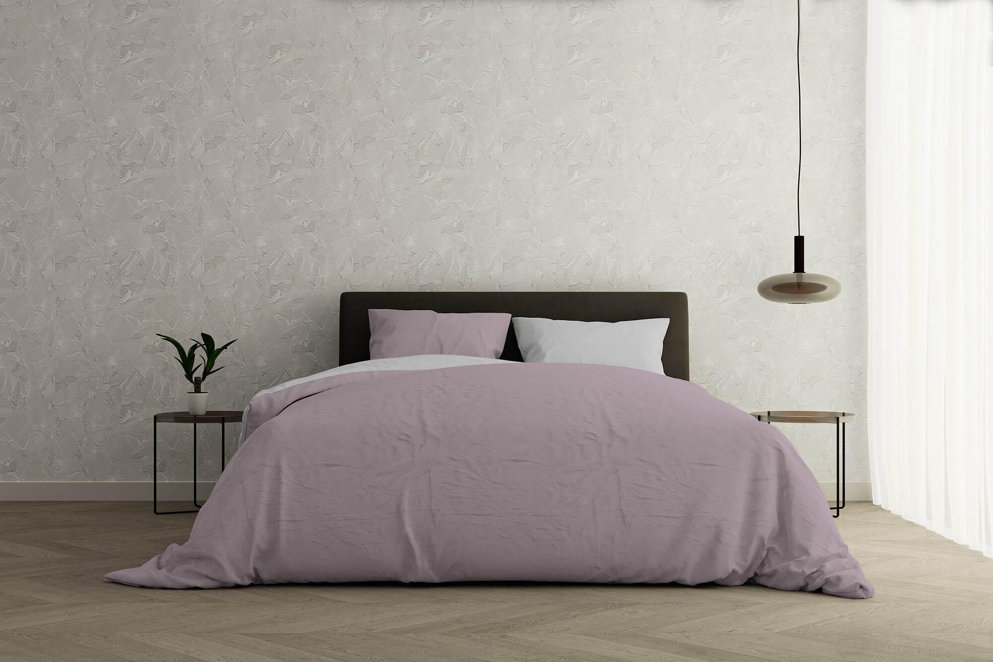 Copripiumino Matrimoniale con Sacco e Federe Doubleface Rosa Antico/Grigio Chiaro