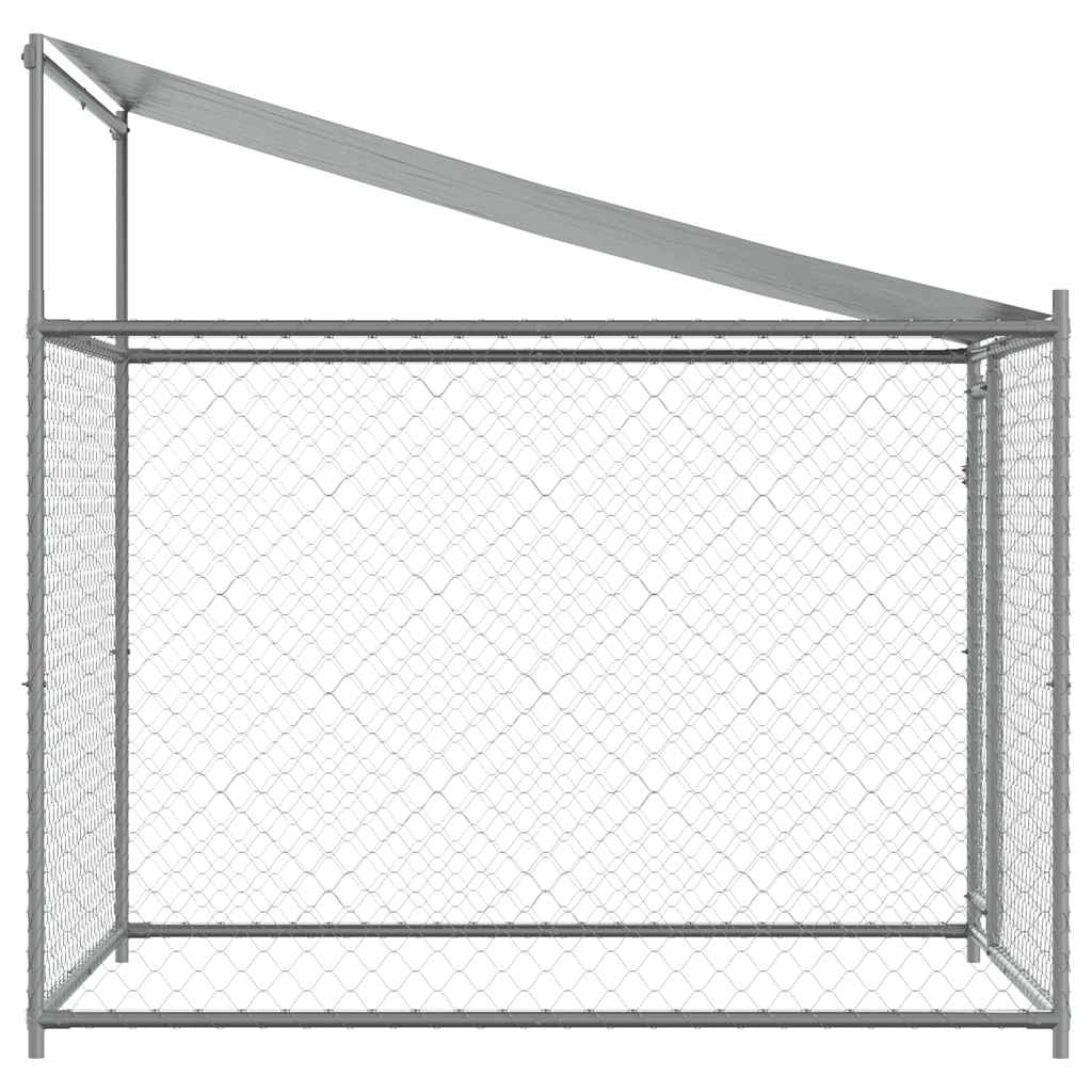 Gabbia per cani con tetto e porta 2 x 2 x 2 m acciaio zincato grigio 02_0041630
