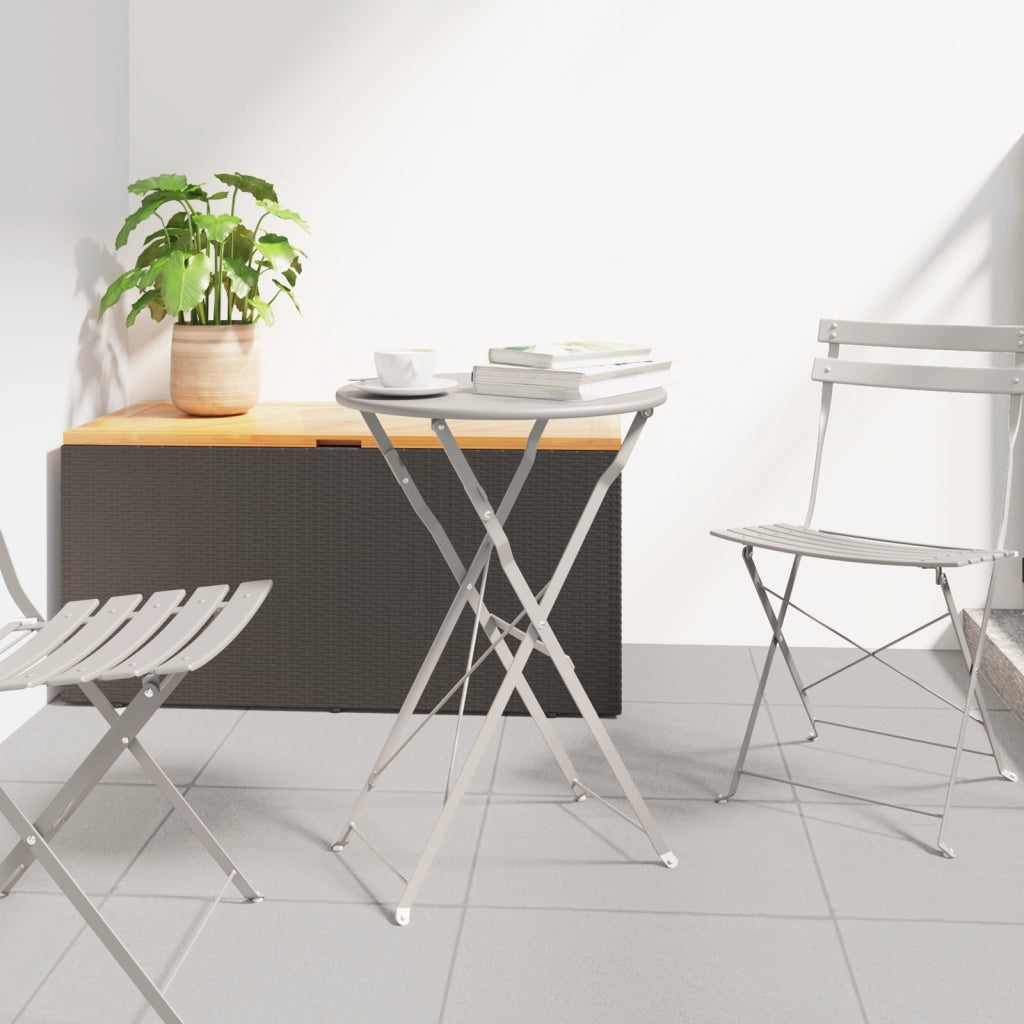 Tavolo da Bistrot Pieghevole Beige Ã˜50x71 cm in Acciaio Zincato