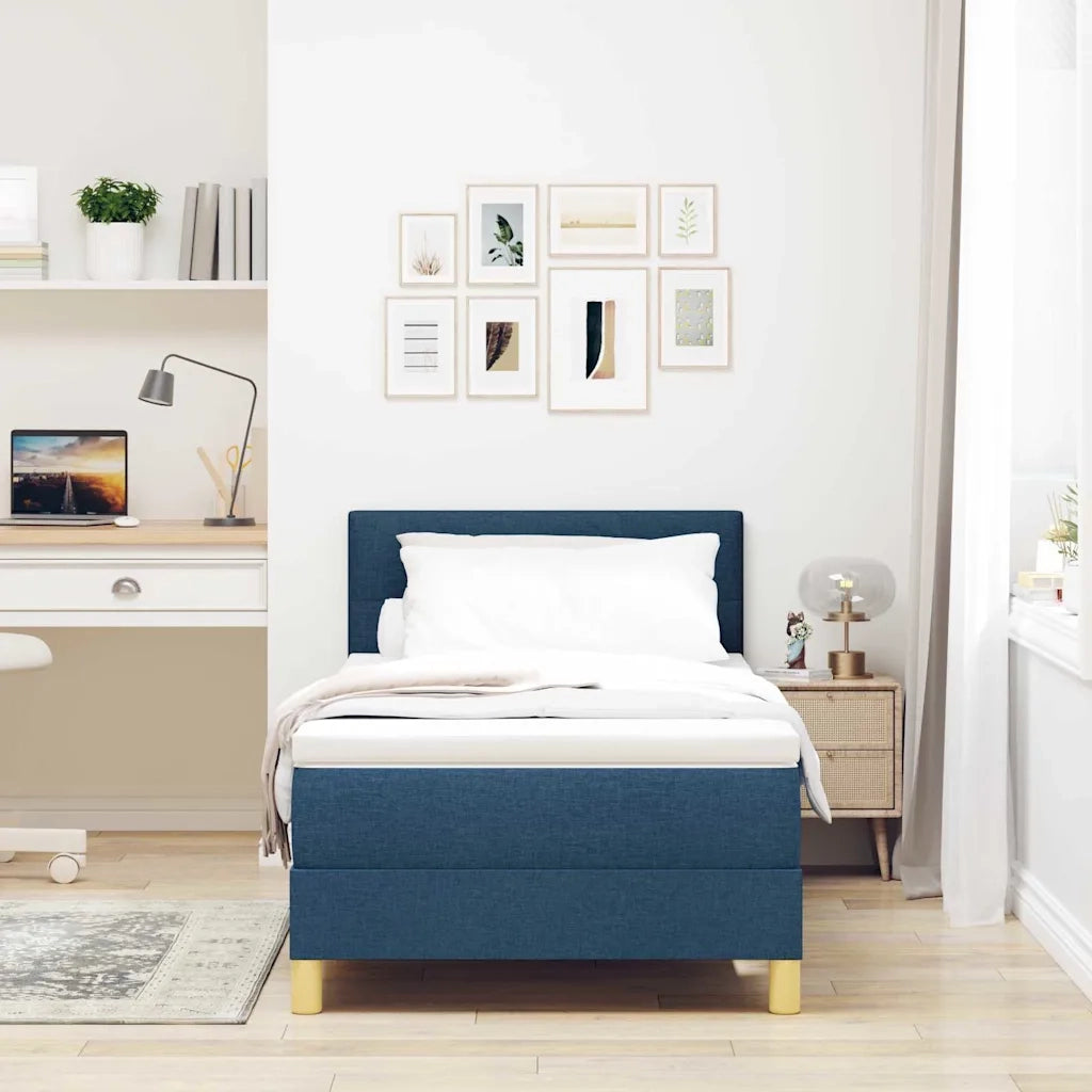 Letto a Sorgente LED con cuscino Blu 80 x 200 cm Tessuto 3342400