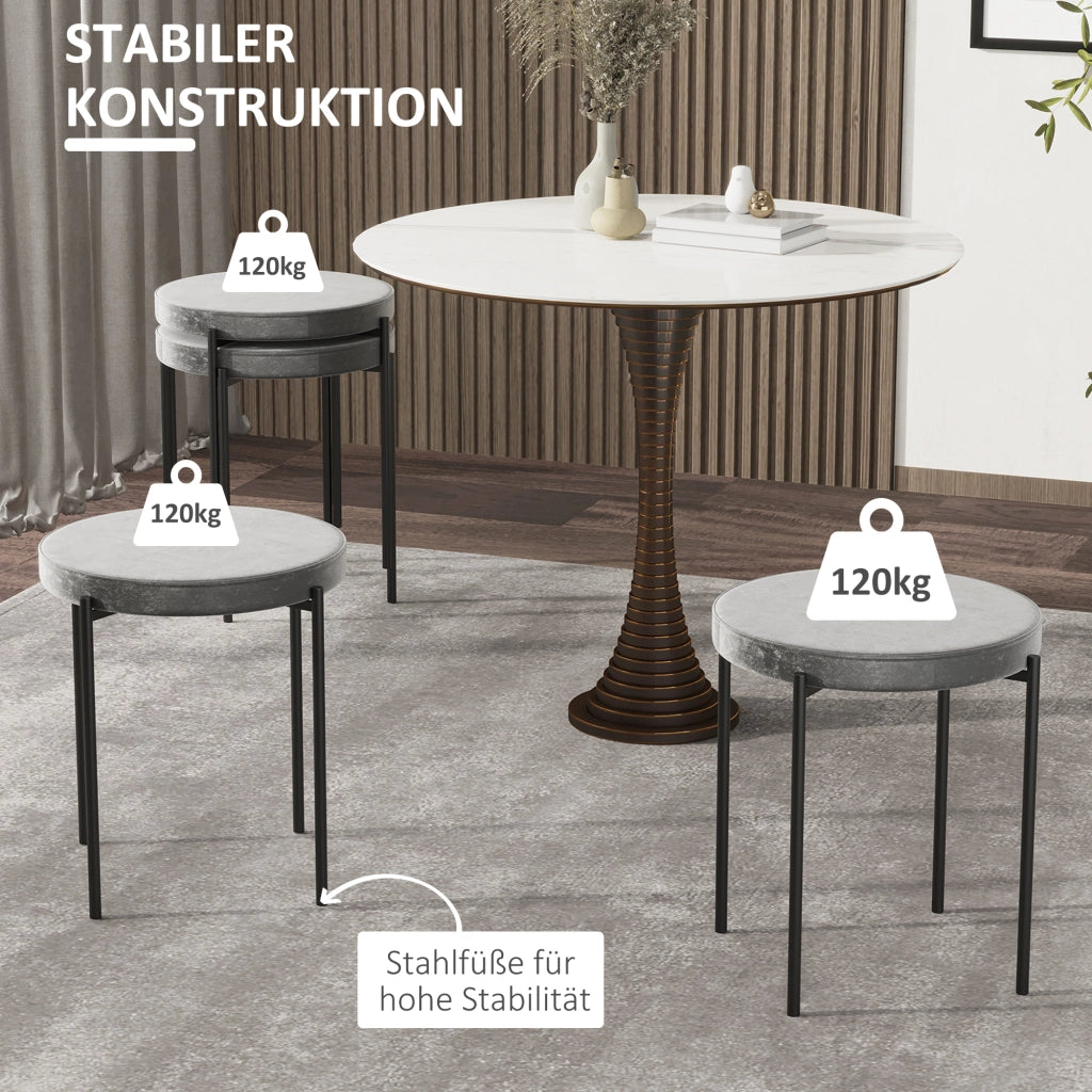 Sgabello da pranzo set 4 pezzi ¨C Xylo ¨C metallo velluto grigio impilabile cucina soggiorno