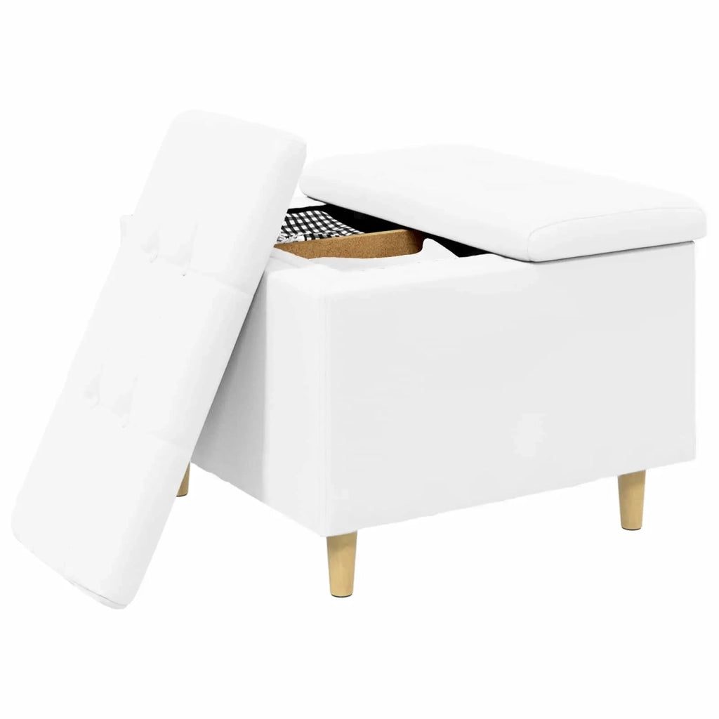 Pouf contenitore Bianco 60 x 60 x 45 cm Pelle sintetica 876832