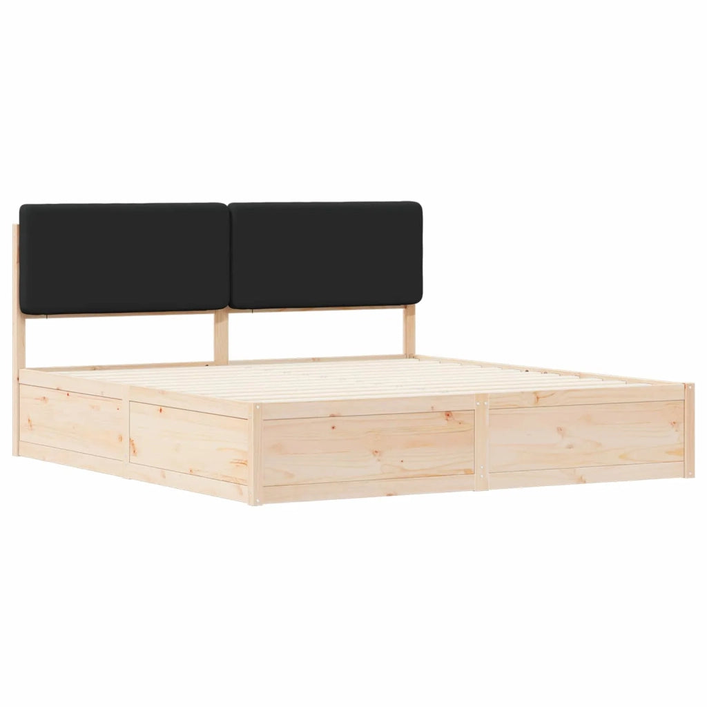 Letto con Testiera Rivestita Nero 180 x 200 cm Pino massello 3398146