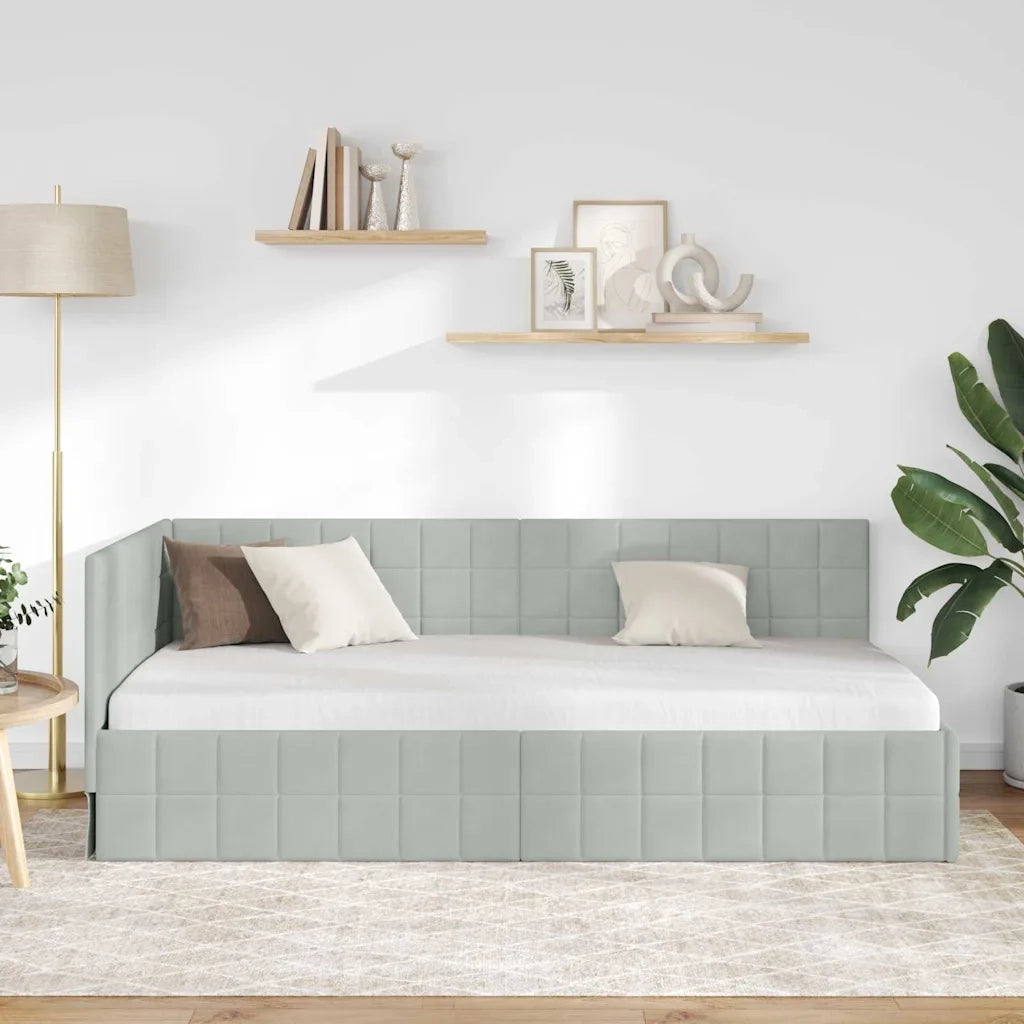 Cornice del letto ad angolo Grigio chiaro 100 cm x 200 cm