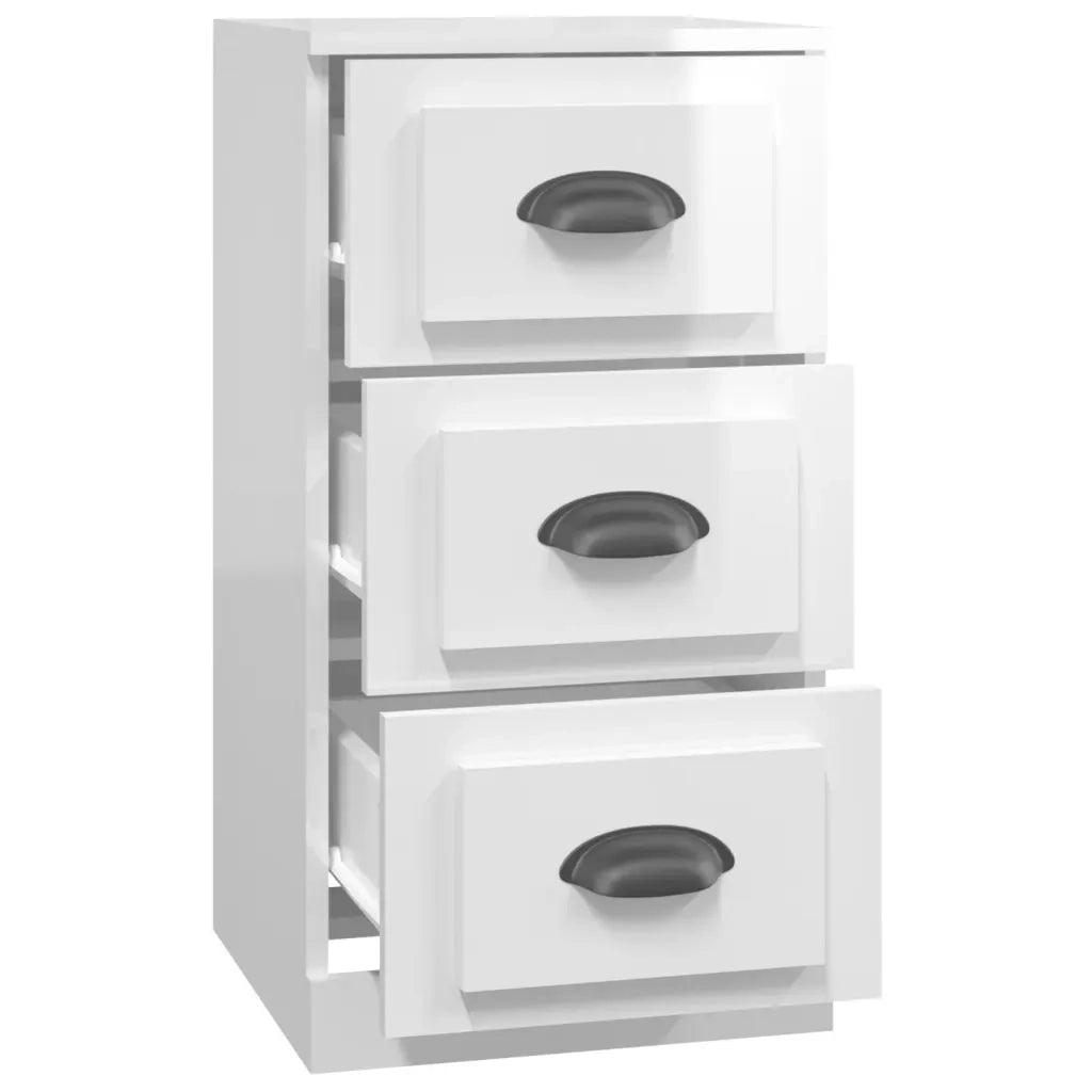 Credenza | Madia | Buffet da pranzo | Armadio da pranzo Bianco Lucido 36x35,5x67,5 cm in Legno Multistrato