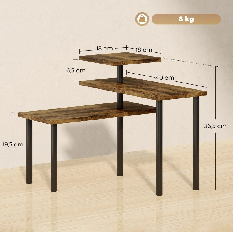 Scaffale da cucina girevole a 3 ripiani in legno e metallo