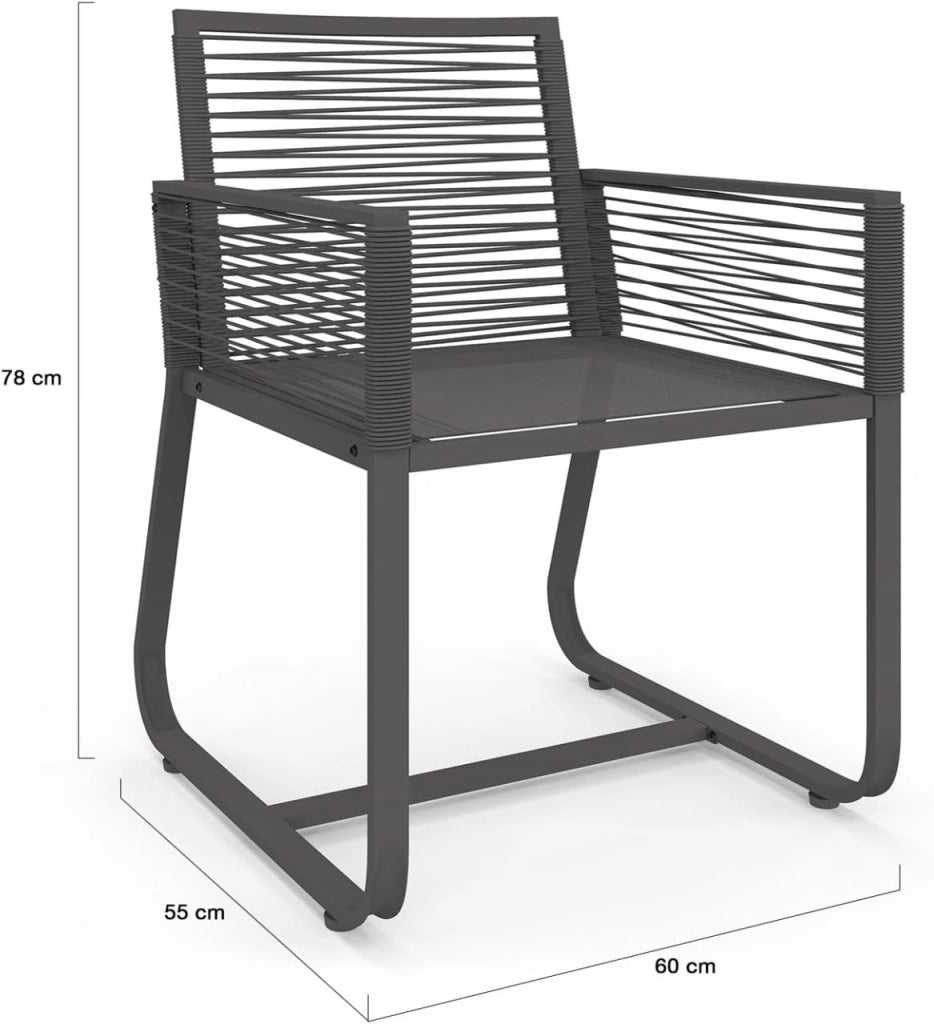 IDMarket - Set di 2 poltrone da giardino ODESSA in metallo e corda grigia