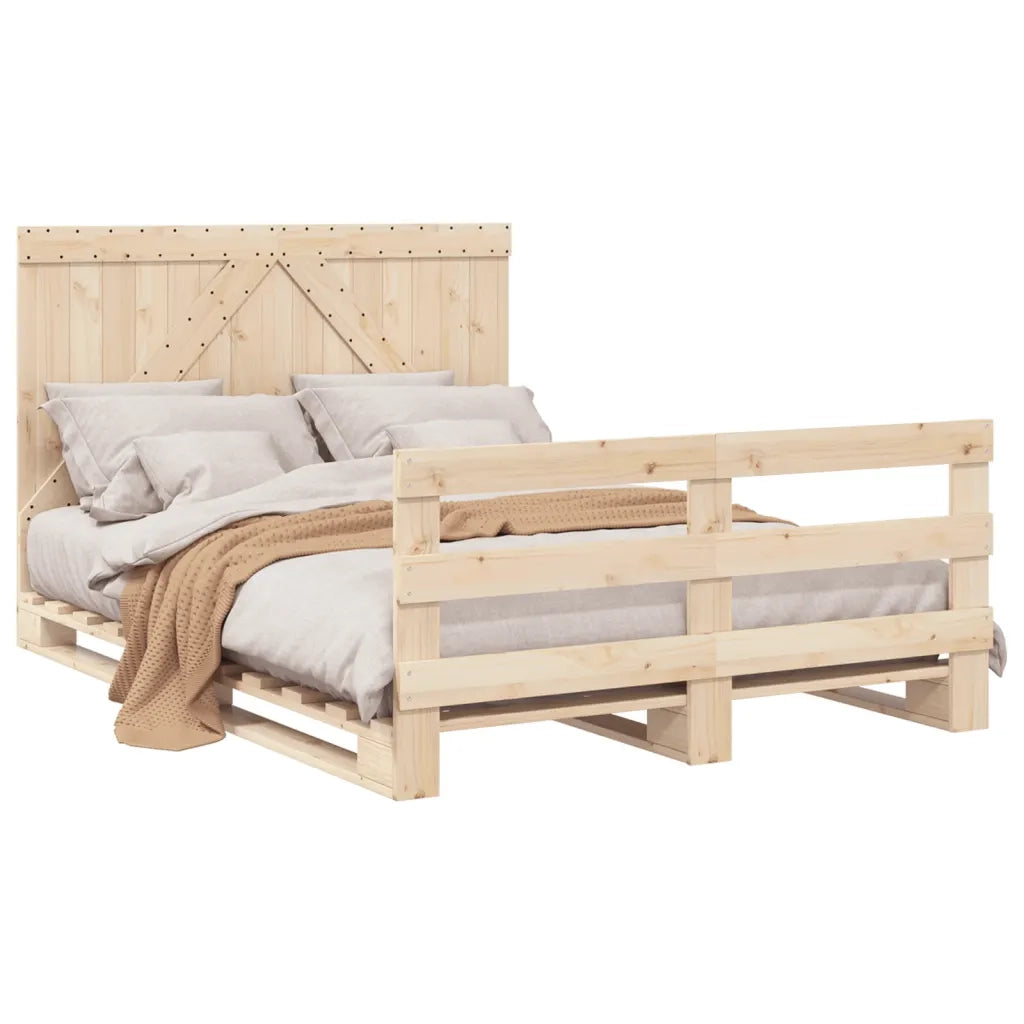 Giroletto con Testiera 140x200 cm in Legno Massello di Pino 3281558
