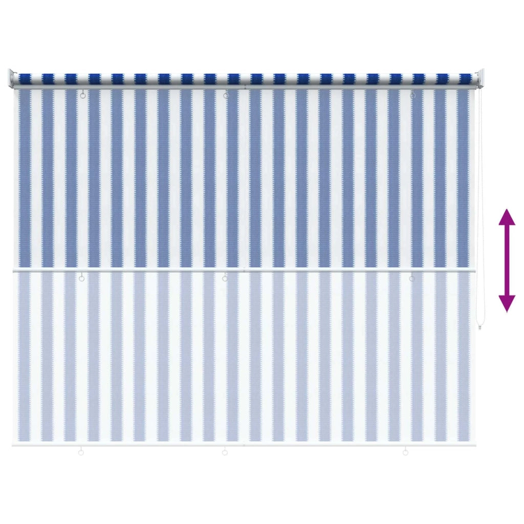 Tenda a Rullo Esterno Blocco UV 90% Strisce Blu e Bianche HDPE 42035967