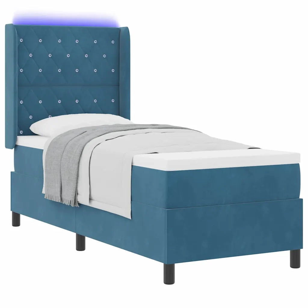 Letto a molle con materasso con led Blu 80 x 200 cm Velluto 3343788
