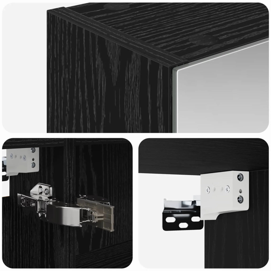Mobiletto per specchio da bagno Rovere Nero 50 x 14,5 x 70 cm 889048