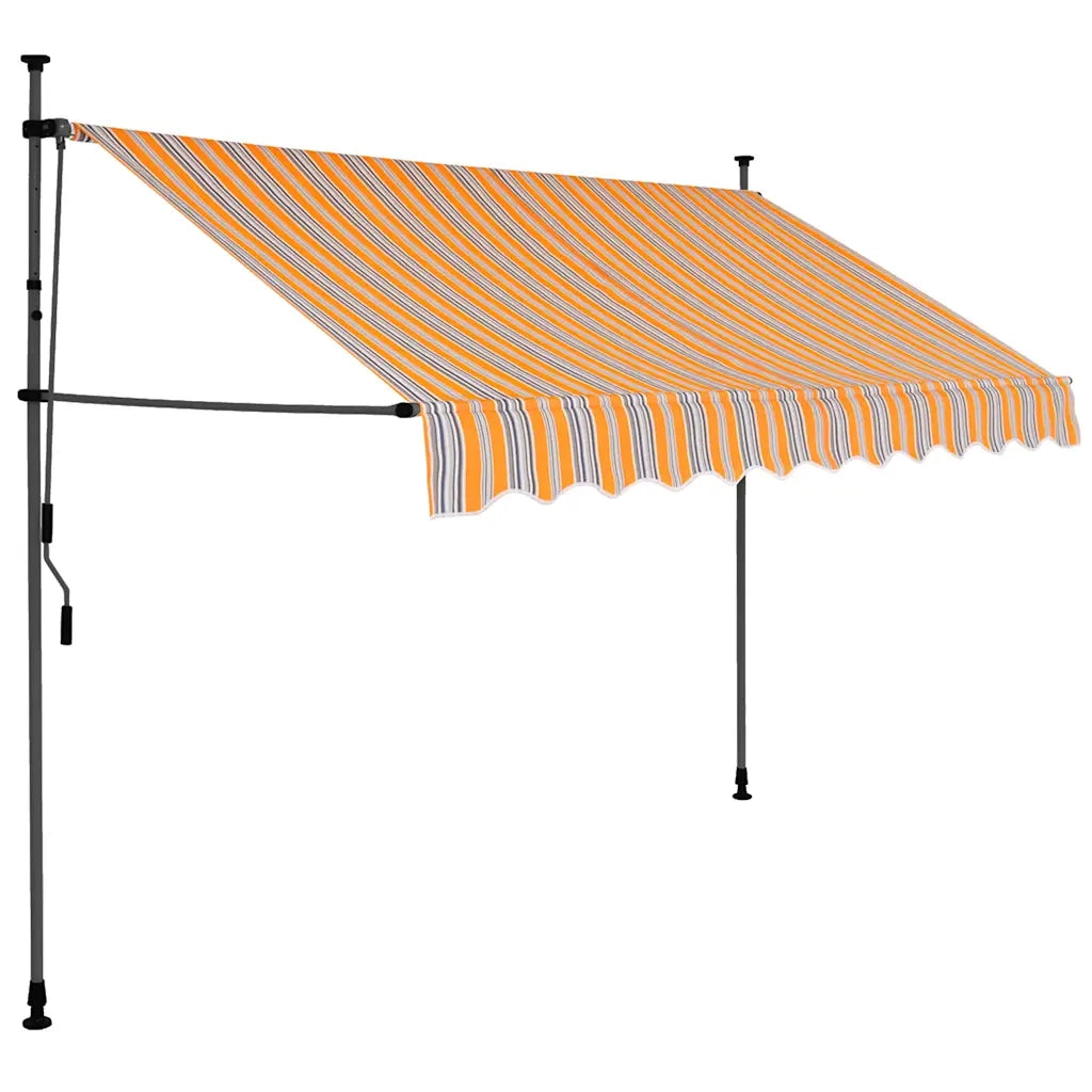 Tenda da Sole Retrattile Manuale con LED-Tenda parasole per Patio 250 cm Gialla e Blu