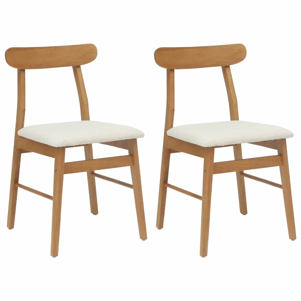 Sedia da pranzo 2 pcs Naturale e chiaro Legno di gomma solido