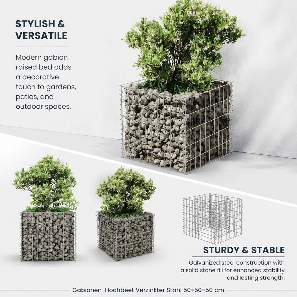 Gabion Raised Bed Galvanized Steel 50x50x50 Cm