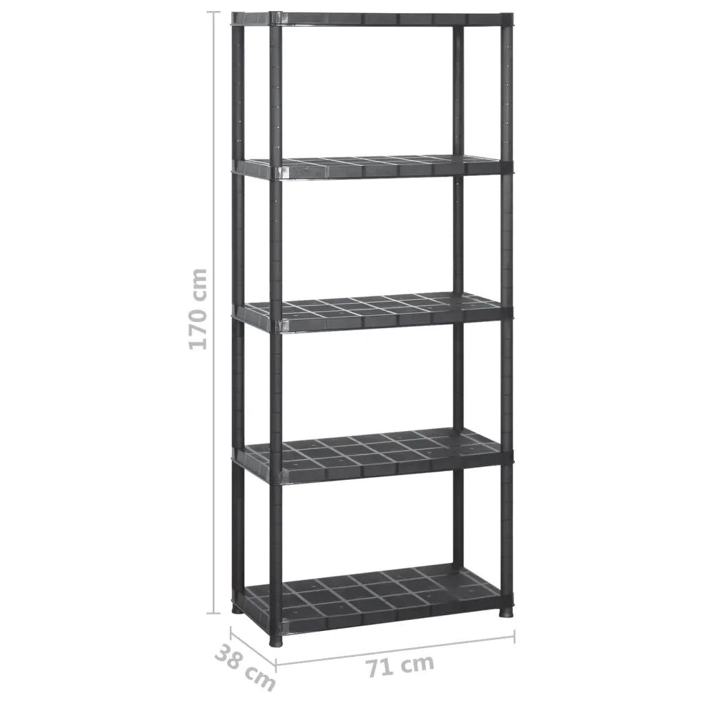 Scaffale a 5 Ripiani Nero 284x38x170 cm in Plastica CFW3800243
