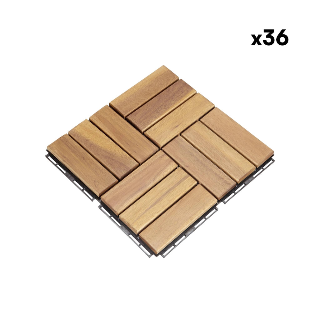 Set di piastrelle per patio in legno, 30x30cm, marrone naturale