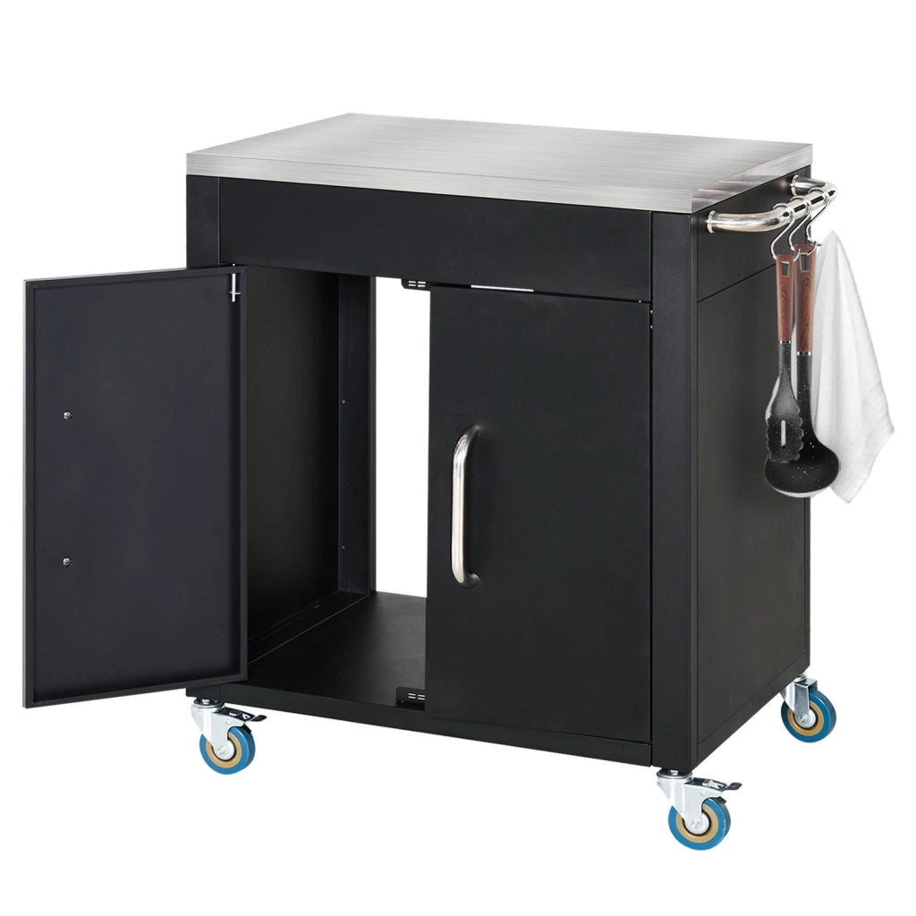Tavolino da cucina con ruote ¨C zephmum ¨C 86x50x86,5 cm Nero