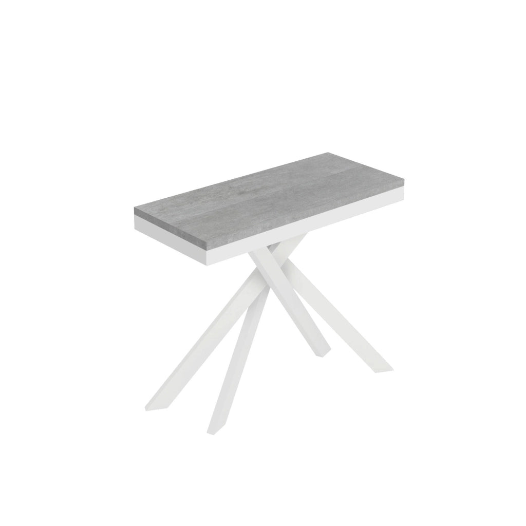 Consolle Allungabile 90-300x40x77 cm Saki Evolution Cemento Gambe Bianche