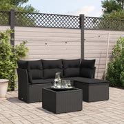 Set Divani da Giardino 5 pz con Cuscini in Polyrattan Nero