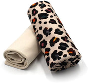 Pacchetto di tessuti 0,5 m jersey + 0,5 m cuffia per la confezione di abiti per bambini Tessuto per bambini jersey (Animal Skin + light Sand Set77)