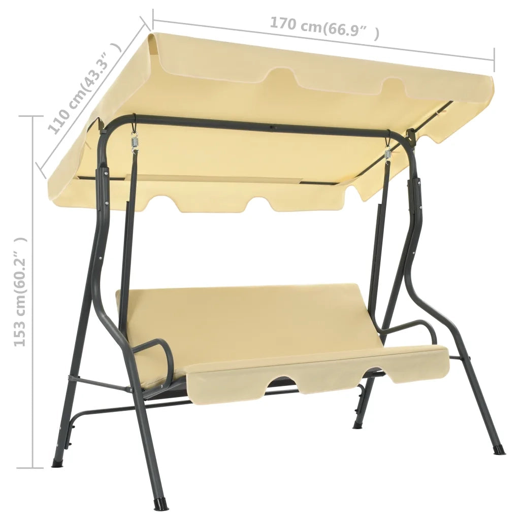 Panchina a Dondolo da Giardino Bianco Crema 170x110x153 cm 45350