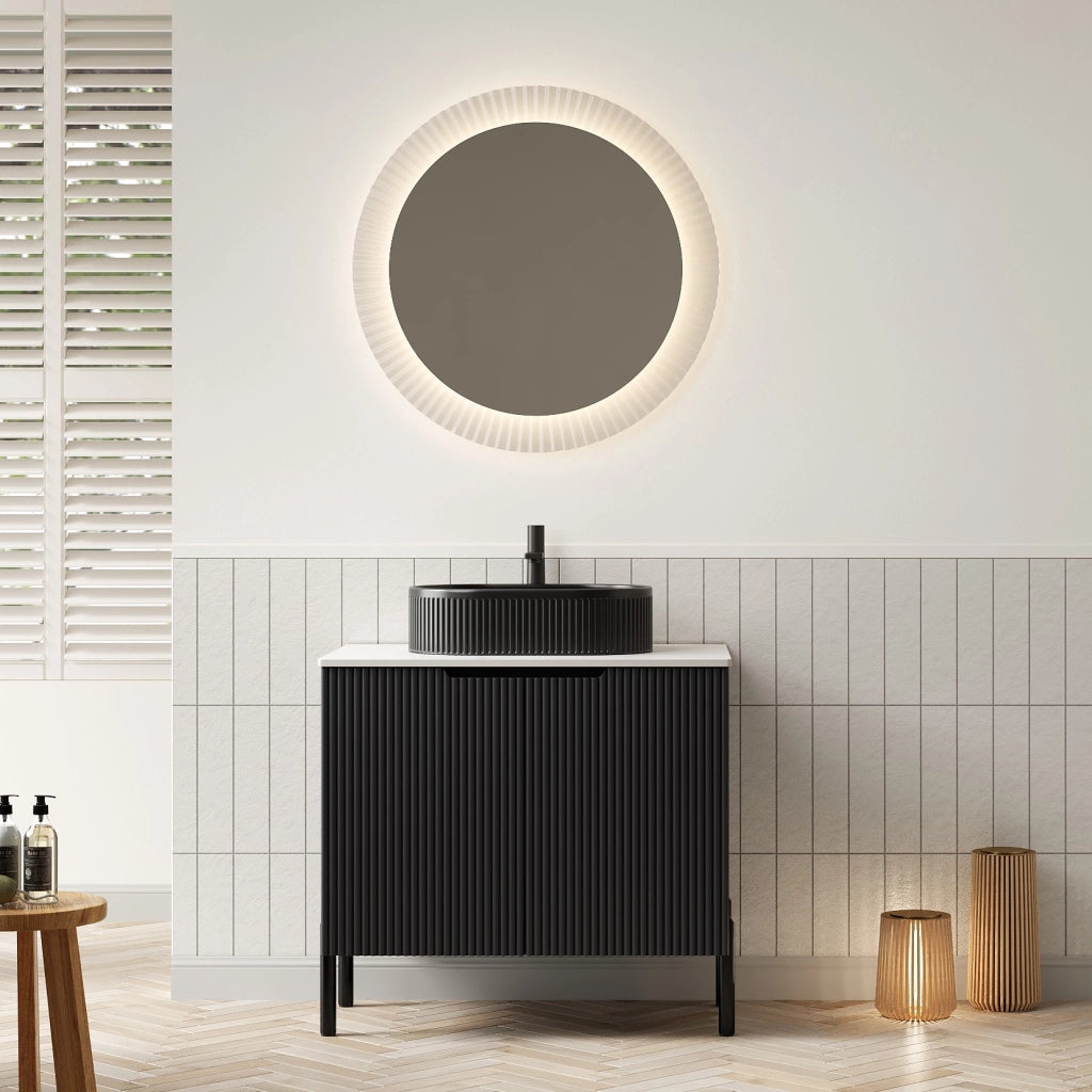 Mobile sottolavabo da bagno con 2 ante e chiusura rallentata, lavabo ovale in ceramica, nero bianco, 76 × 48 × 88 cm