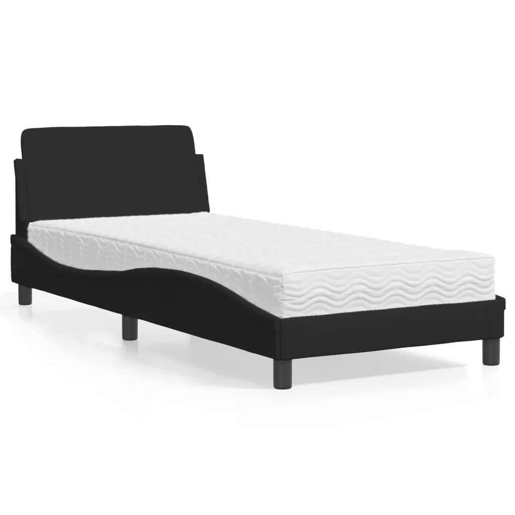 Letto con Materasso-Struttura Letto con Materasso Dover Nero 80x200 cm in Tessuto