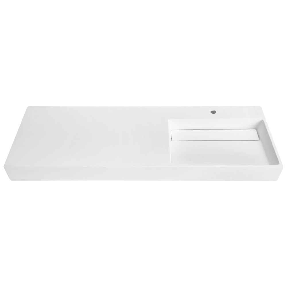 Lavabo bagno rettangolare in ceramica bianco 150 x 48 cm Lavello da bagno rettangolare