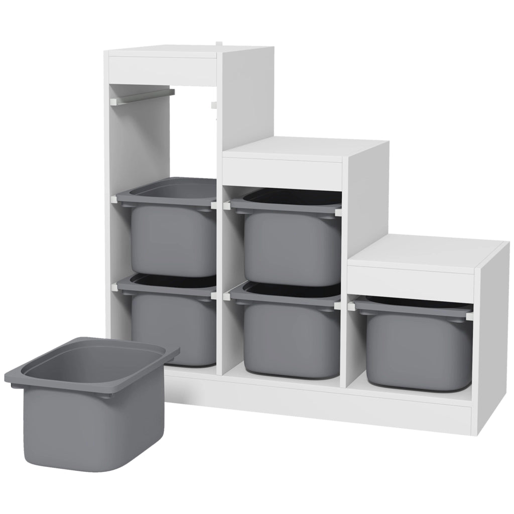 Mobile portagiochi bambini ¨C Xylo ¨C 6 cassetti amovibili grigio 96x38.5x90cm